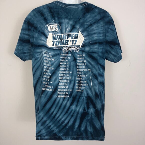 Andy Black T-Shirt Mens L Blue White Tie Dye Vans Warped Tour 2017 Short Sleeve - Picture 4 of 9
